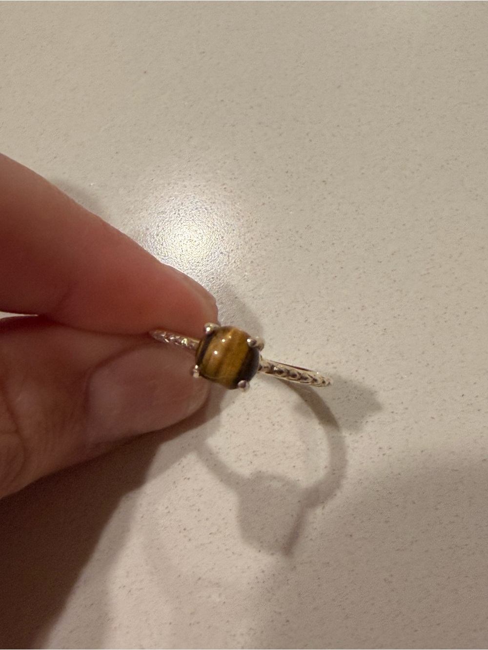 Tiger Eye Cabochon Silver Ring - Brown Stone